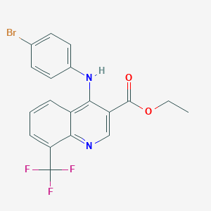 molecular formula C19H14BrF3N2O2 B284883 Ethyl 4-(4-bromoanilino)-8-(trifluoromethyl)-3-quinolinecarboxylate 