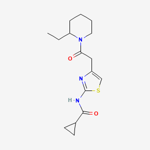 molecular formula C16H23N3O2S B2848845 N-(4-(2-(2-ethylpiperidin-1-yl)-2-oxoethyl)thiazol-2-yl)cyclopropanecarboxamide CAS No. 921802-02-0