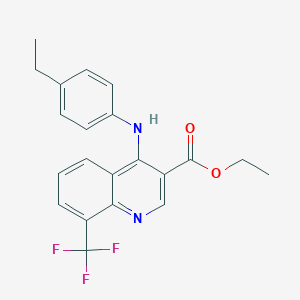 molecular formula C21H19F3N2O2 B284885 Ethyl 4-(4-ethylanilino)-8-(trifluoromethyl)-3-quinolinecarboxylate 