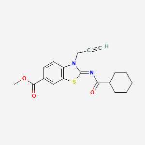 molecular formula C19H20N2O3S B2848858 (Z)-methyl 2-((cyclohexanecarbonyl)imino)-3-(prop-2-yn-1-yl)-2,3-dihydrobenzo[d]thiazole-6-carboxylate CAS No. 941871-70-1