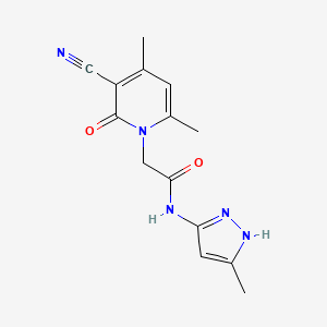 molecular formula C14H15N5O2 B2848867 2-(3-cyano-4,6-dimethyl-2-oxopyridin-1(2H)-yl)-N-(3-methyl-1H-pyrazol-5-yl)acetamide CAS No. 1239252-60-8