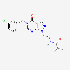 molecular formula C18H20ClN5O2 B2848876 N-(2-(5-(3-chlorobenzyl)-4-oxo-4,5-dihydro-1H-pyrazolo[3,4-d]pyrimidin-1-yl)ethyl)isobutyramide CAS No. 922110-80-3
