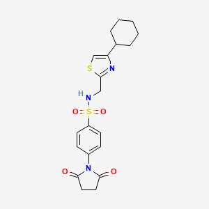 molecular formula C20H23N3O4S2 B2848878 N-((4-环己基噻唑-2-基)甲基)-4-(2,5-二氧代吡咯啉-1-基)苯磺酰胺 CAS No. 2034336-04-2