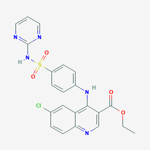 molecular formula C22H18ClN5O4S B284888 Ethyl 6-chloro-4-({4-[(2-pyrimidinylamino)sulfonyl]phenyl}amino)-3-quinolinecarboxylate 