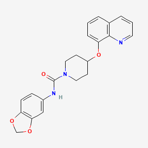 molecular formula C22H21N3O4 B2848883 N-(benzo[d][1,3]dioxol-5-yl)-4-(quinolin-8-yloxy)piperidine-1-carboxamide CAS No. 2034363-14-7