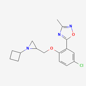 molecular formula C16H18ClN3O2 B2848884 5-[5-Chloro-2-[(1-cyclobutylaziridin-2-yl)methoxy]phenyl]-3-methyl-1,2,4-oxadiazole CAS No. 2411263-13-1