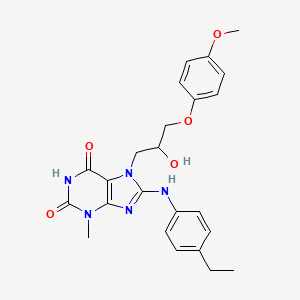 B2848886 8-(4-Ethylanilino)-7-[2-hydroxy-3-(4-methoxyphenoxy)propyl]-3-methylpurine-2,6-dione CAS No. 505081-16-3