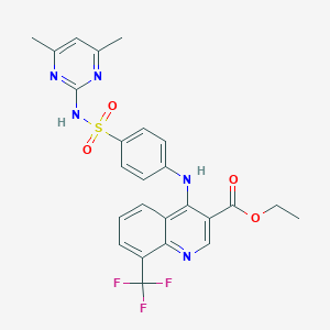 molecular formula C25H22F3N5O4S B284890 Ethyl 4-(4-{[(4,6-dimethyl-2-pyrimidinyl)amino]sulfonyl}anilino)-8-(trifluoromethyl)-3-quinolinecarboxylate 