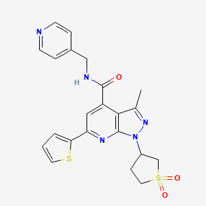 molecular formula C22H21N5O3S2 B2848902 1-(1,1-dioxidotetrahydrothiophen-3-yl)-3-methyl-N-(pyridin-4-ylmethyl)-6-(thiophen-2-yl)-1H-pyrazolo[3,4-b]pyridine-4-carboxamide CAS No. 1021090-09-4