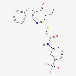 2-((3-ethyl-4-oxo-3,4-dihydrobenzofuro[3,2-d]pyrimidin-2-yl)thio)-N-(3-(trifluoromethyl)phenyl)acetamide