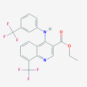 molecular formula C20H14F6N2O2 B284891 Ethyl 8-(trifluoromethyl)-4-[3-(trifluoromethyl)anilino]-3-quinolinecarboxylate 