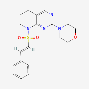 molecular formula C19H22N4O3S B2848910 (E)-4-(8-(styrylsulfonyl)-5,6,7,8-tetrahydropyrido[2,3-d]pyrimidin-2-yl)morpholine CAS No. 2210223-05-3