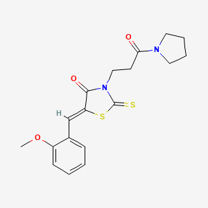 molecular formula C18H20N2O3S2 B2848918 (Z)-5-(2-methoxybenzylidene)-3-(3-oxo-3-(pyrrolidin-1-yl)propyl)-2-thioxothiazolidin-4-one CAS No. 681480-35-3