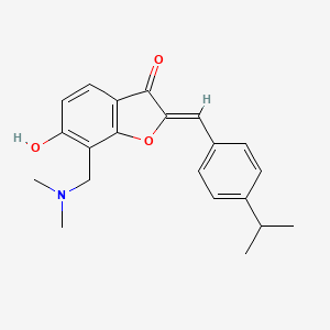 molecular formula C21H23NO3 B2848920 (Z)-7-((二甲氨基)甲基)-6-羟基-2-(4-异丙基苯甲亚基)苯并呋喃-3(2H)-酮 CAS No. 869077-07-6