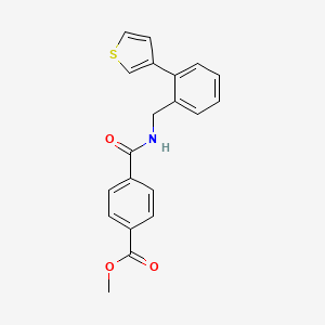 molecular formula C20H17NO3S B2848922 Methyl 4-((2-(thiophen-3-yl)benzyl)carbamoyl)benzoate CAS No. 1797637-61-6