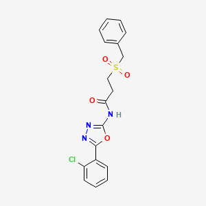 molecular formula C18H16ClN3O4S B2848927 3-(benzylsulfonyl)-N-(5-(2-chlorophenyl)-1,3,4-oxadiazol-2-yl)propanamide CAS No. 923472-65-5