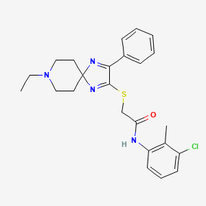 molecular formula C24H27ClN4OS B2848932 N-(3-chloro-2-methylphenyl)-2-((8-ethyl-3-phenyl-1,4,8-triazaspiro[4.5]deca-1,3-dien-2-yl)thio)acetamide CAS No. 1185174-35-9