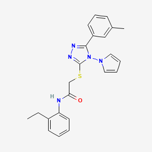 molecular formula C23H23N5OS B2848937 N-(2-ethylphenyl)-2-{[5-(3-methylphenyl)-4-(1H-pyrrol-1-yl)-4H-1,2,4-triazol-3-yl]sulfanyl}acetamide CAS No. 886932-82-7
