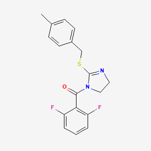 molecular formula C18H16F2N2OS B2848938 (2,6-difluorophenyl)(2-((4-methylbenzyl)thio)-4,5-dihydro-1H-imidazol-1-yl)methanone CAS No. 851805-11-3