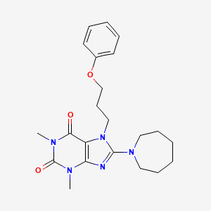 molecular formula C22H29N5O3 B2848941 8-(azepan-1-yl)-1,3-dimethyl-7-(3-phenoxypropyl)-1H-purine-2,6(3H,7H)-dione CAS No. 1105244-67-4