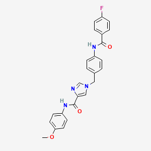 molecular formula C25H21FN4O3 B2848942 1-(4-(4-fluorobenzamido)benzyl)-N-(4-methoxyphenyl)-1H-imidazole-4-carboxamide CAS No. 1251709-69-9