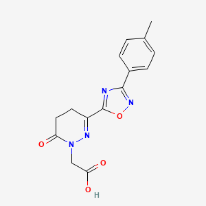 molecular formula C15H14N4O4 B2848950 [3-[3-(4-methylphenyl)-1,2,4-oxadiazol-5-yl]-6-oxo-5,6-dihydropyridazin-1(4H)-yl]acetic acid CAS No. 1986549-87-4