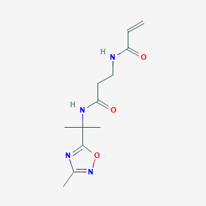 molecular formula C12H18N4O3 B2848959 N-[2-(3-Methyl-1,2,4-oxadiazol-5-yl)propan-2-yl]-3-(prop-2-enoylamino)propanamide CAS No. 2201209-34-7