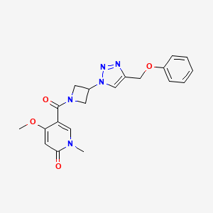 molecular formula C20H21N5O4 B2848962 4-methoxy-1-methyl-5-(3-(4-(phenoxymethyl)-1H-1,2,3-triazol-1-yl)azetidine-1-carbonyl)pyridin-2(1H)-one CAS No. 2034249-56-2