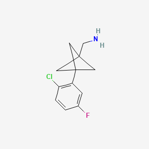 molecular formula C12H13ClFN B2848972 [3-(2-Chloro-5-fluorophenyl)-1-bicyclo[1.1.1]pentanyl]methanamine CAS No. 2287312-91-6