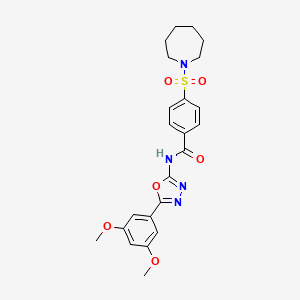 molecular formula C23H26N4O6S B2848979 4-(azepan-1-ylsulfonyl)-N-(5-(3,5-dimethoxyphenyl)-1,3,4-oxadiazol-2-yl)benzamide CAS No. 533870-66-5