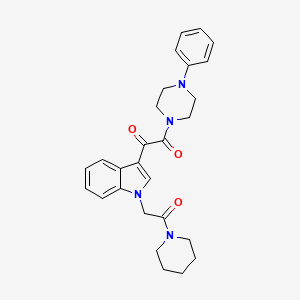 molecular formula C27H30N4O3 B2848985 1-(1-(2-oxo-2-(piperidin-1-yl)ethyl)-1H-indol-3-yl)-2-(4-phenylpiperazin-1-yl)ethane-1,2-dione CAS No. 872860-81-6