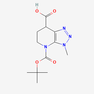 molecular formula C12H18N4O4 B2848990 3-Methyl-4-[(2-methylpropan-2-yl)oxycarbonyl]-6,7-dihydro-5H-triazolo[4,5-b]pyridine-7-carboxylic acid CAS No. 2248271-30-7