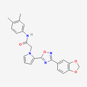 molecular formula C23H20N4O4 B2848992 2-{2-[3-(1,3-benzodioxol-5-yl)-1,2,4-oxadiazol-5-yl]-1H-pyrrol-1-yl}-N-(3,4-dimethylphenyl)acetamide CAS No. 1260993-63-2