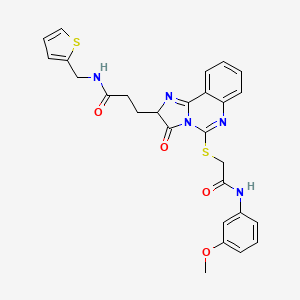 molecular formula C27H25N5O4S2 B2848993 3-[5-({[(3-甲氧基苯基)氨基甲酰]硫基)-3-氧代-2H,3H-咪唑并[1,2-c]喹唑啉-2-基]-N-[(噻吩-2-基)甲基]丙酰胺 CAS No. 1044139-71-0