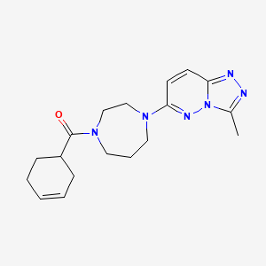 molecular formula C18H24N6O B2848995 Cyclohex-3-en-1-yl-[4-(3-methyl-[1,2,4]triazolo[4,3-b]pyridazin-6-yl)-1,4-diazepan-1-yl]methanone CAS No. 2320219-77-8