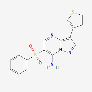 molecular formula C16H12N4O2S2 B2849003 6-(Phenylsulfonyl)-3-(3-thienyl)pyrazolo[1,5-a]pyrimidin-7-amine CAS No. 685108-04-7