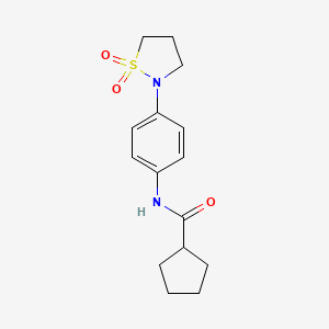 molecular formula C15H20N2O3S B2849011 N-(4-(1,1-dioxidoisothiazolidin-2-yl)phenyl)cyclopentanecarboxamide CAS No. 941931-81-3