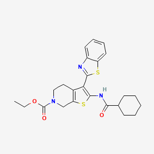 ethyl 3-(benzo[d]thiazol-2-yl)-2-(cyclohexanecarboxamido)-4,5-dihydrothieno[2,3-c]pyridine-6(7H)-carboxylate