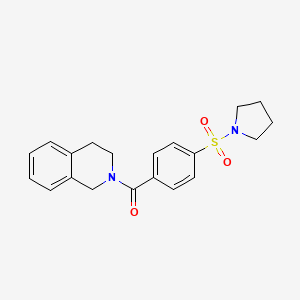 molecular formula C20H22N2O3S B2849018 (3,4-dihydroisoquinolin-2(1H)-yl)(4-(pyrrolidin-1-ylsulfonyl)phenyl)methanone CAS No. 315240-61-0