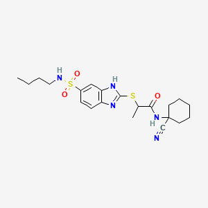 molecular formula C21H29N5O3S2 B2849026 2-[[6-(butylsulfamoyl)-1H-benzimidazol-2-yl]sulfanyl]-N-(1-cyanocyclohexyl)propanamide CAS No. 930915-14-3