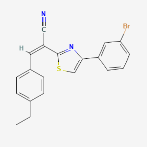 molecular formula C20H15BrN2S B2849027 (Z)-2-(4-(3-bromophenyl)thiazol-2-yl)-3-(4-ethylphenyl)acrylonitrile CAS No. 476672-04-5