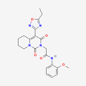 molecular formula C21H23N5O5 B2849030 2-[4-(5-乙基-1,2,4-噁二唑-3-基)-1,3-二氧代-5,6,7,8-四氢-1H-吡啶并[1,2-c]嘧啶-2(3H)-基]-N-(2-甲氧基苯基)乙酰胺 CAS No. 1775541-81-5