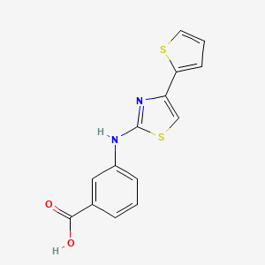 molecular formula C14H10N2O2S2 B2849036 3-(4-Thiophen-2-yl-thiazol-2-ylamino)-benzoic acid CAS No. 103755-01-7