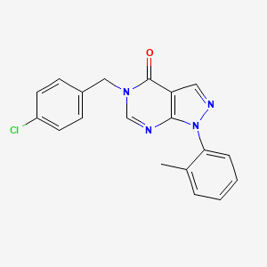 molecular formula C19H15ClN4O B2849038 5-[(4-Chlorophenyl)methyl]-1-(2-methylphenyl)pyrazolo[3,4-d]pyrimidin-4-one CAS No. 895014-58-1