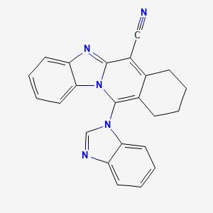 molecular formula C23H17N5 B2849040 11-(1H-benzimidazol-1-yl)-7,8,9,10-tetrahydrobenzimidazo[1,2-b]isoquinoline-6-carbonitrile CAS No. 459792-03-1