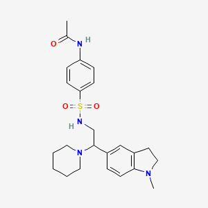 B2849042 N-(4-(N-(2-(1-methylindolin-5-yl)-2-(piperidin-1-yl)ethyl)sulfamoyl)phenyl)acetamide CAS No. 946343-57-3