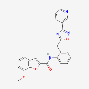 molecular formula C24H18N4O4 B2849044 7-methoxy-N-(2-((3-(pyridin-3-yl)-1,2,4-oxadiazol-5-yl)methyl)phenyl)benzofuran-2-carboxamide CAS No. 1706378-52-0