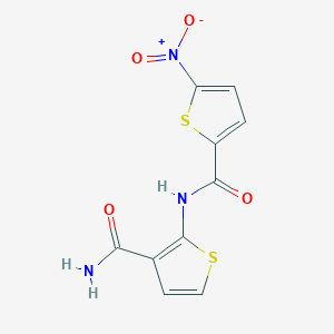 molecular formula C10H7N3O4S2 B2849046 N-(3-氨基甲酰噻吩-2-基)-5-硝基噻吩-2-甲酰胺 CAS No. 852558-33-9