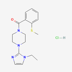 molecular formula C17H23ClN4OS B2849053 (4-(1-ethyl-1H-imidazol-2-yl)piperazin-1-yl)(2-(methylthio)phenyl)methanone hydrochloride CAS No. 1331188-39-6