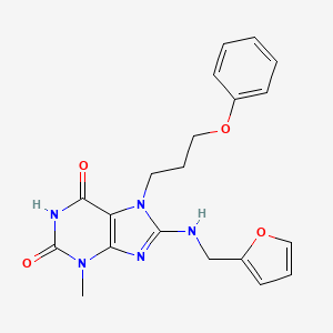 molecular formula C20H21N5O4 B2849069 8-((furan-2-ylmethyl)amino)-3-methyl-7-(3-phenoxypropyl)-1H-purine-2,6(3H,7H)-dione CAS No. 876892-95-4